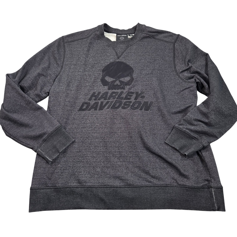 Harley-Davidson Sweatshirt Pullover Mens 2XL Gray Willie G Skull Charcoal